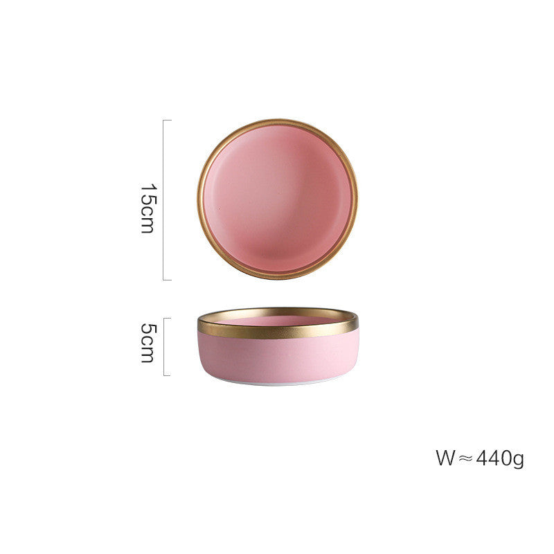Pink Ceramic Household Tableware Set