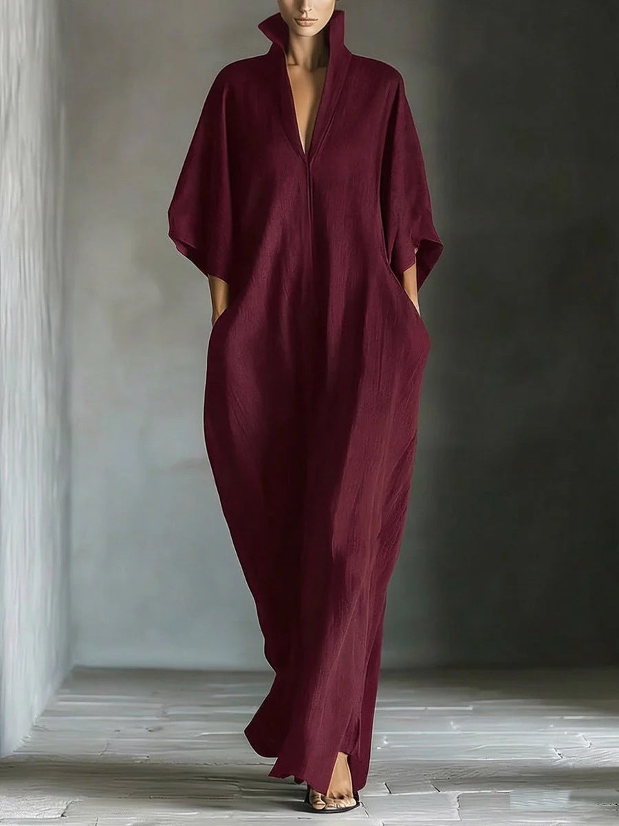 Womens Fashion V Neck Casual Loose Dress