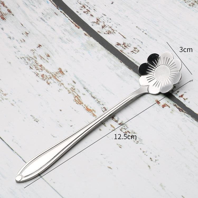 Teaspoons Rose Shaped Flower Stainless Steel Kitchen