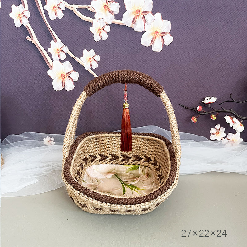 Hand-Woven Hemp Rope Pastoral Storage Basket