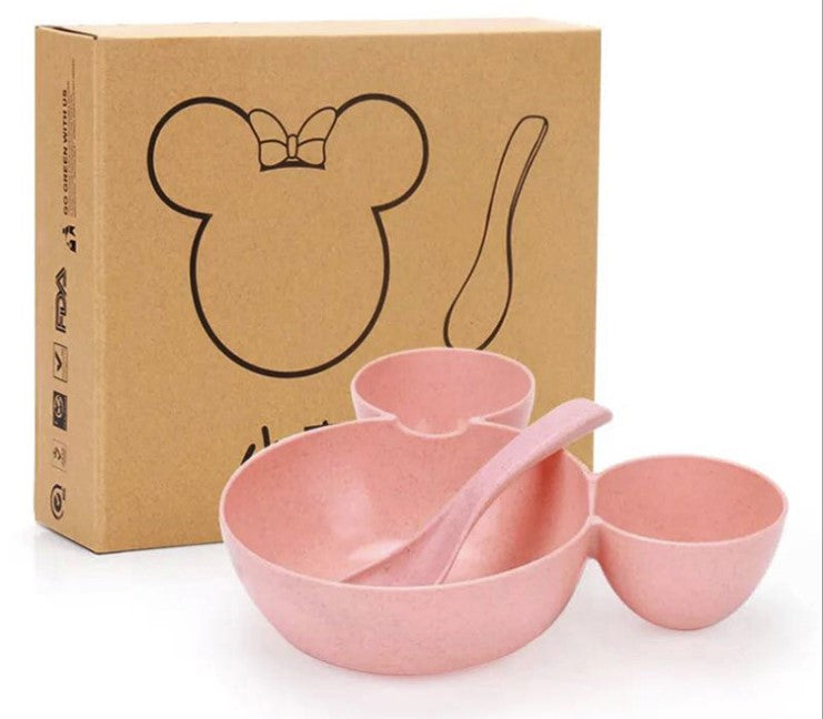 Children's Wheat Straw Cartoon Bowl & Chopsticks Set