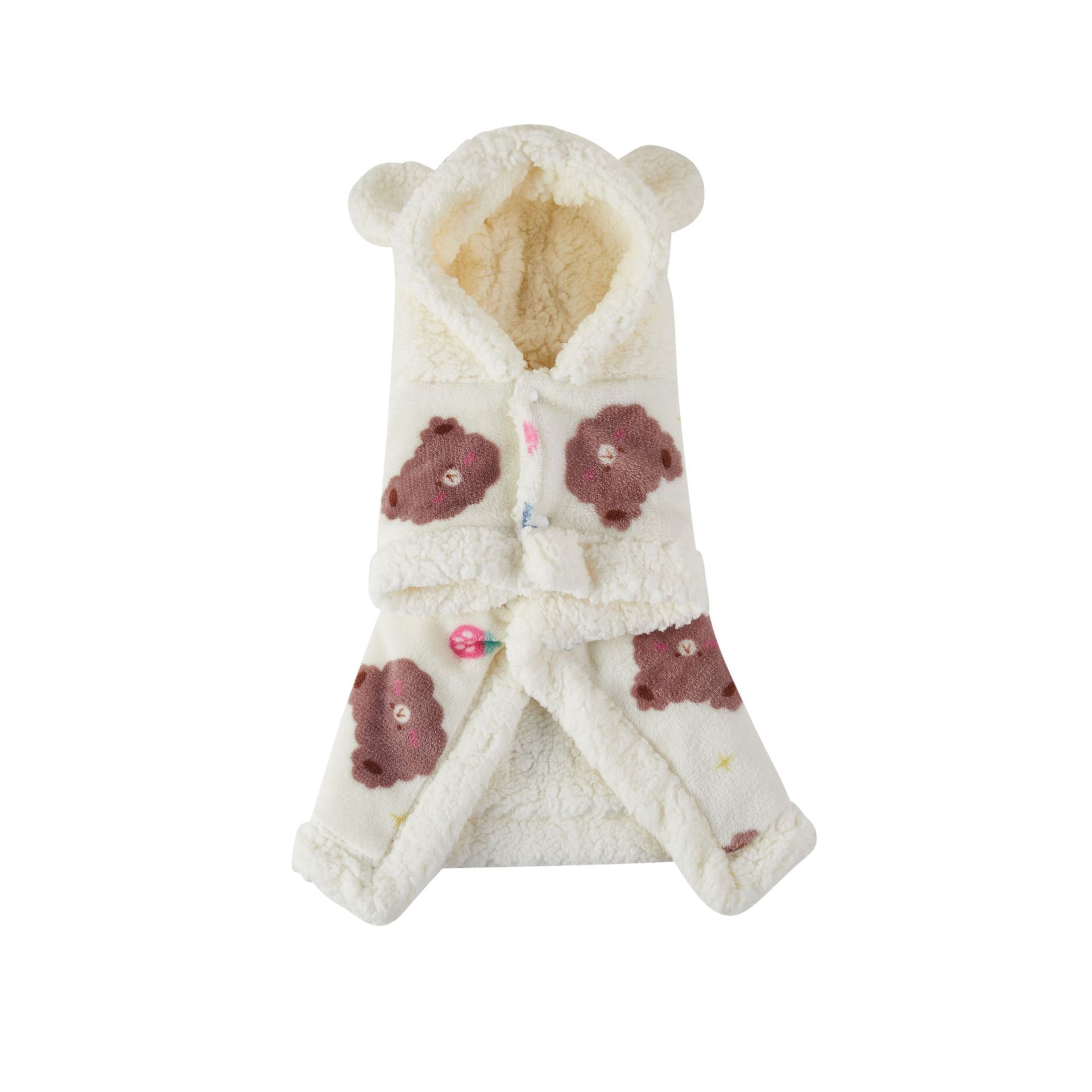 Pet Clothes Warm Thickened Flannel Hooded Shawl