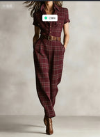 Notched Lapel Wide Leg Jumpsuit