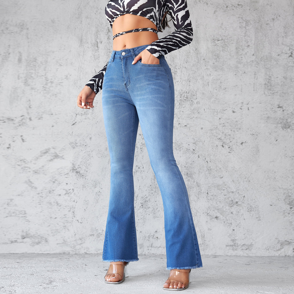 Women's High Waist Elegant Flared Denim Jeans