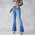 Women's High Waist Elegant Flared Denim Jeans
