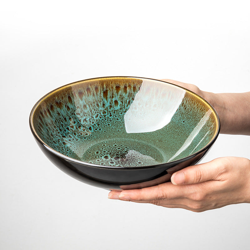 Vintage Green Ceramic Household Bowl