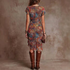 Womens Slim Fit Printed V Neck Defined