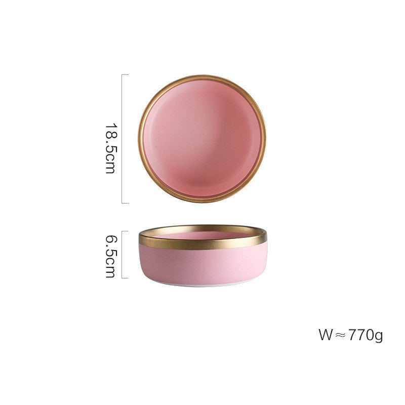 Pink Ceramic Household Tableware Set