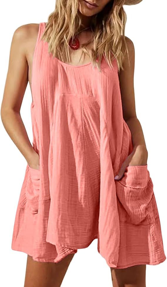 Sleeveless Crewneck Backless Mini Dress Loose Fit