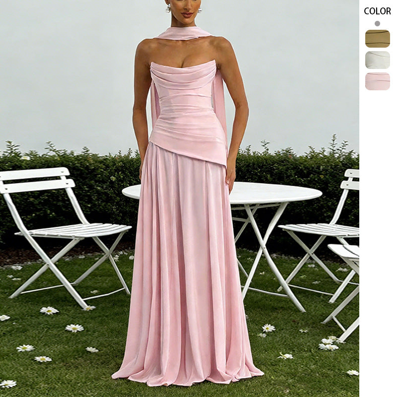 Womens Irregular Strapless Bandage Dress