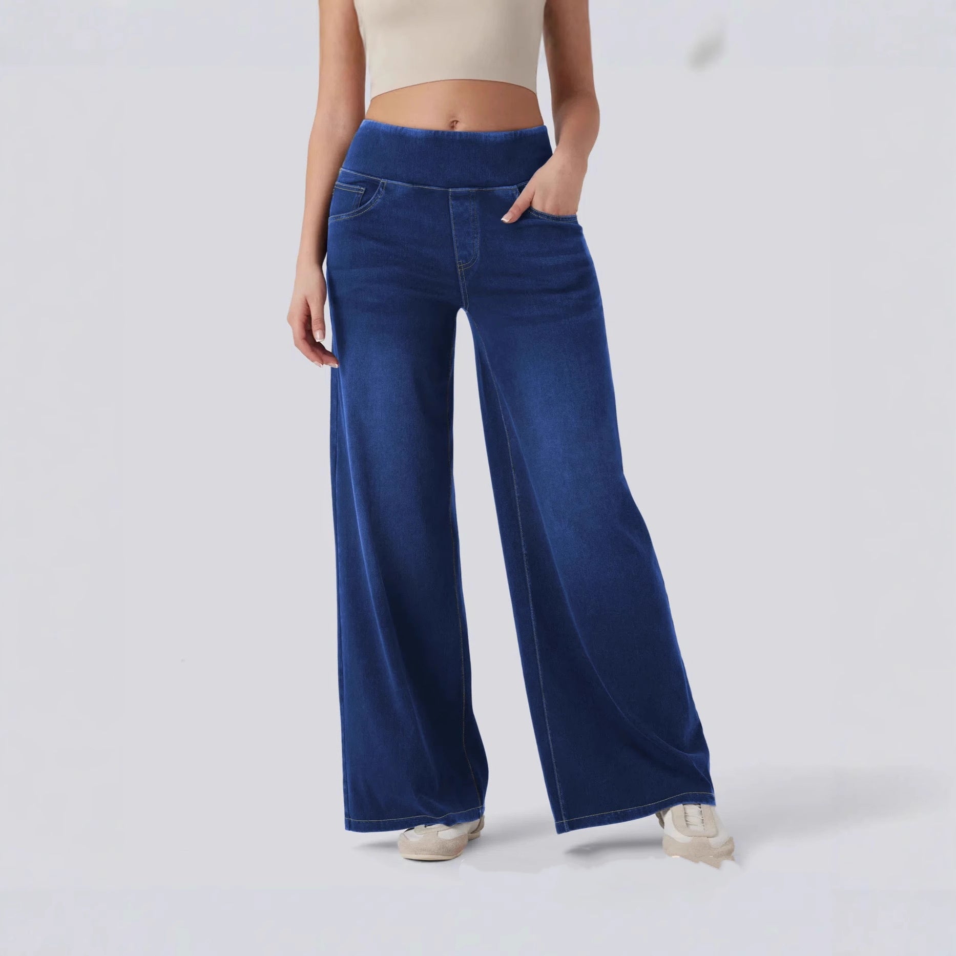 Women's High Waisted Loose Fit Zip Fly Wide Leg Jeans