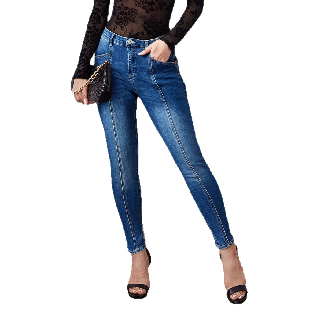 Women's Slim Fit Patchwork Denim Jeans
