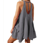 Sleeveless Crewneck Backless Mini Dress Loose Fit