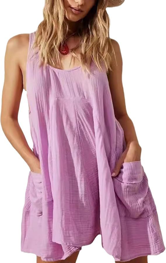 Sleeveless Crewneck Backless Mini Dress Loose Fit