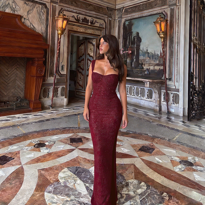 Light Luxury French Style Split Maxi Slip