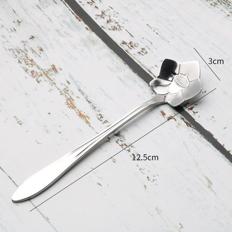 Teaspoons Rose Shaped Flower Stainless Steel Kitchen