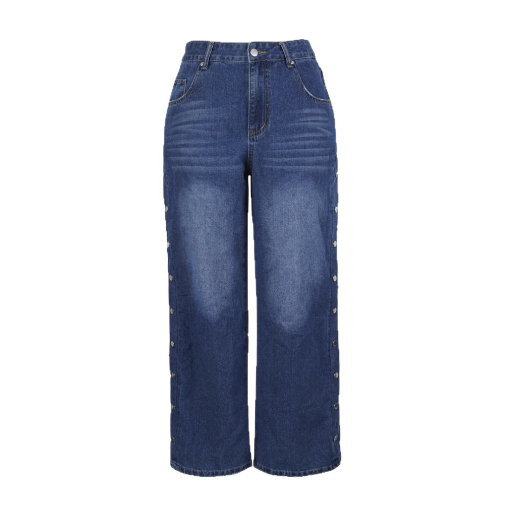 Women's Heart Shaped Rivet Detail Denim Jeans
