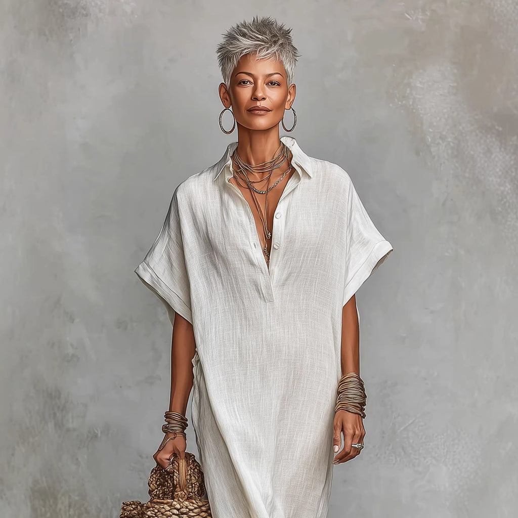 Womens Loose Long Batwing Sleeve Dress