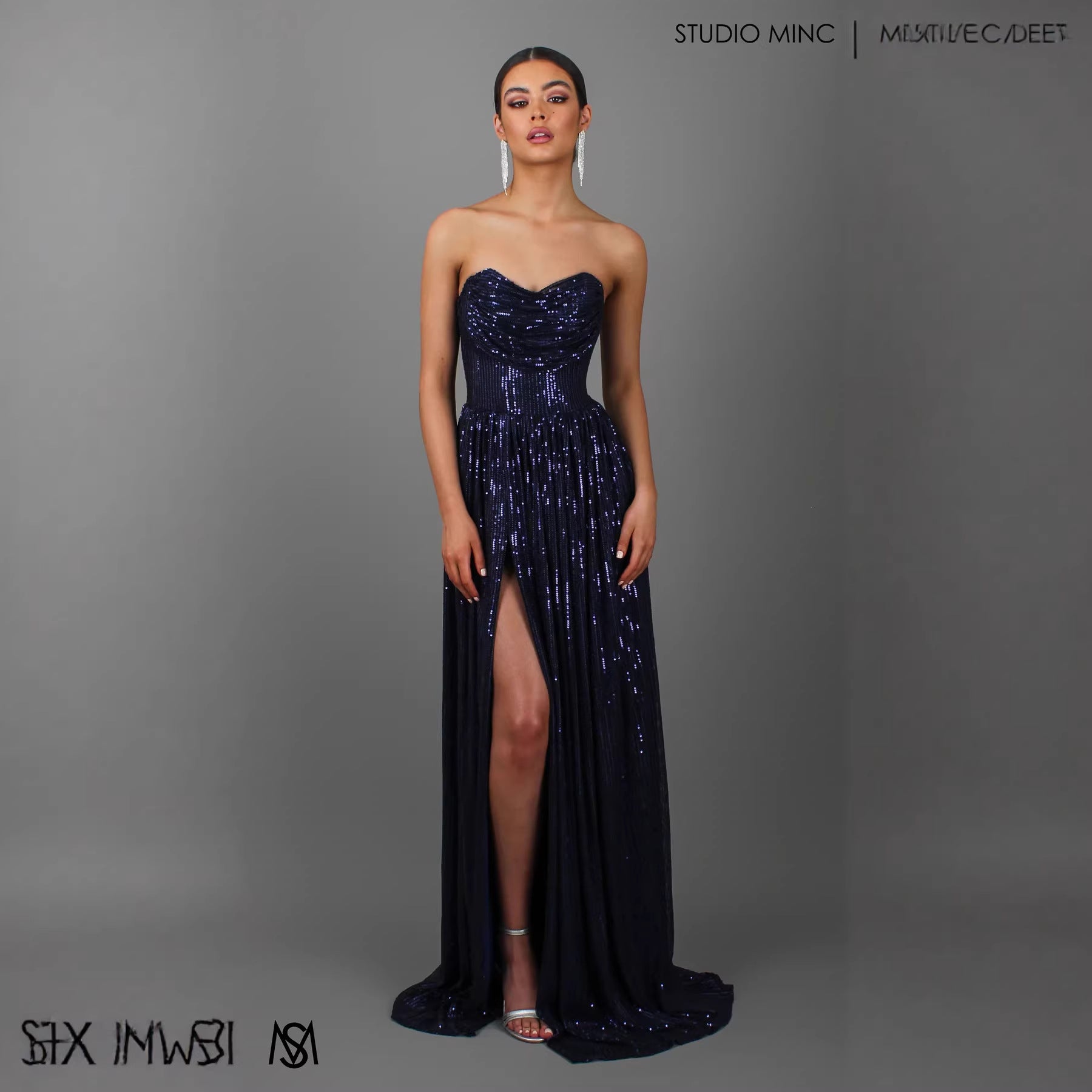Sequin Maxi Ball Gown Prom Dress Slit