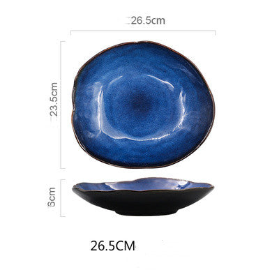 Irregular Ceramic Flat Dinner Plates — Western Style
