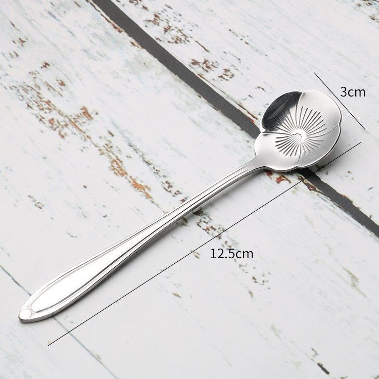 Teaspoons Rose Shaped Flower Stainless Steel Kitchen