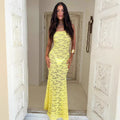 Lace Spliced Strap Backless Long Tube Dress
