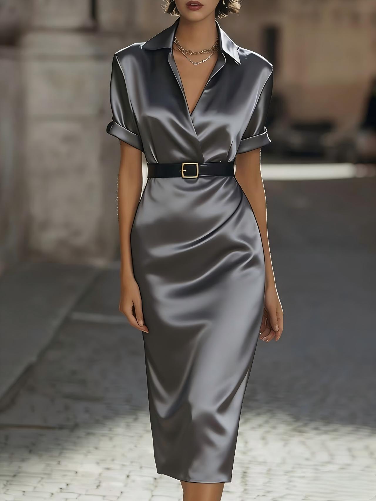 Womens Slim Fit Waist Cinching Dress