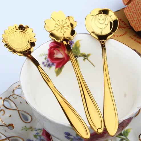 Teaspoons Rose Shaped Flower Stainless Steel Kitchen
