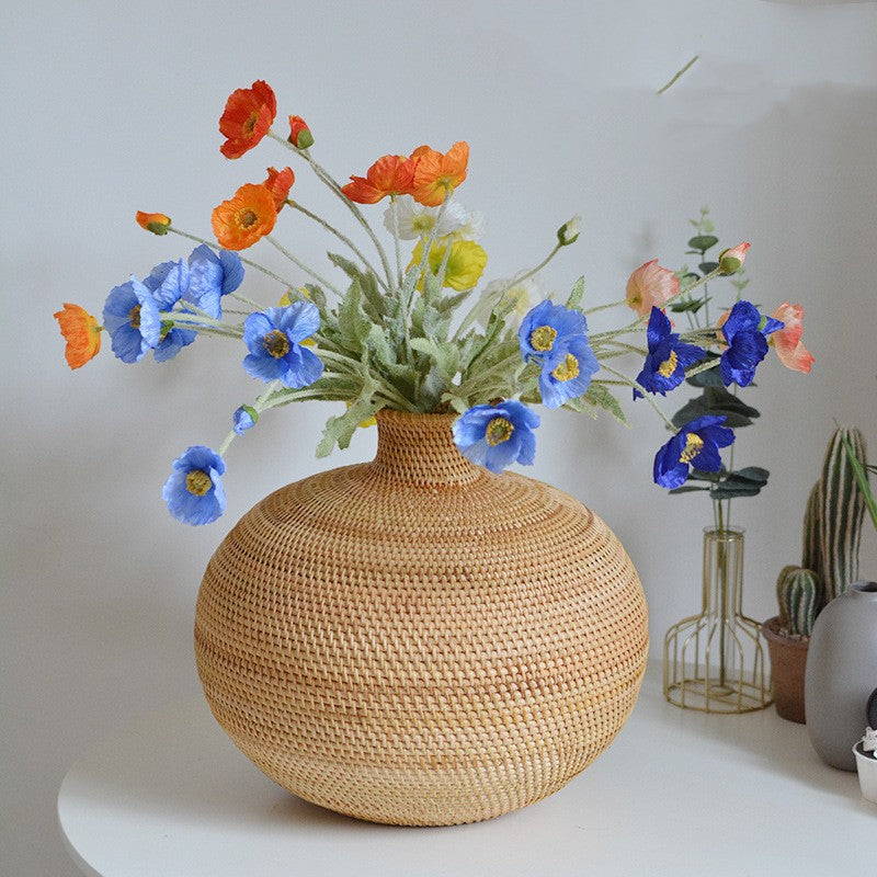 Vintage Chinese-Style Flower Basket for Entryway