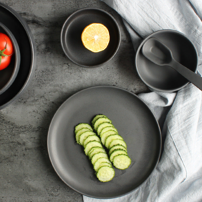 Nordic Ceramic Rice Bowl & Deep Steak Plate