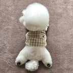 Korea Plaid Khaki Blue Pocket Pajamas For