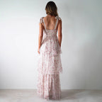 Strapless Backless Cake Style Floral Print Dress