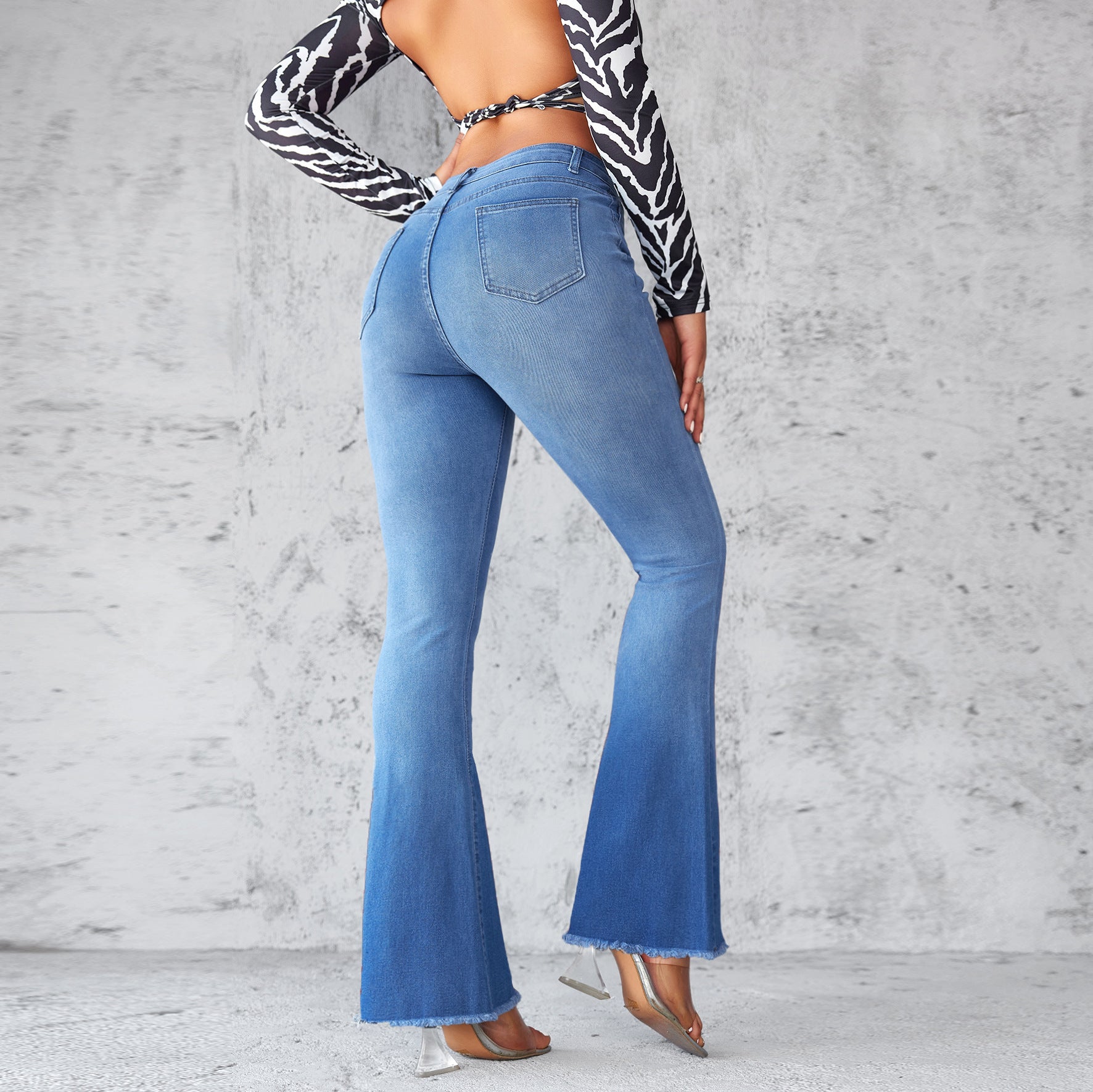 Women's High Waist Elegant Flared Denim Jeans