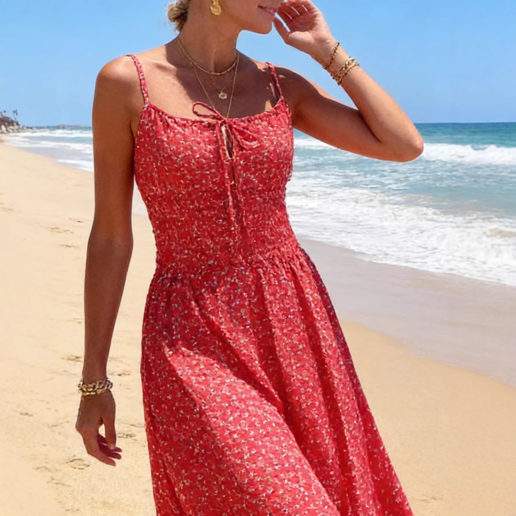 Lace Up Waist Cinching Womens Slip Dress