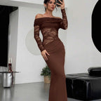Womens Sexy Hollow Out Lace Long Sleeve