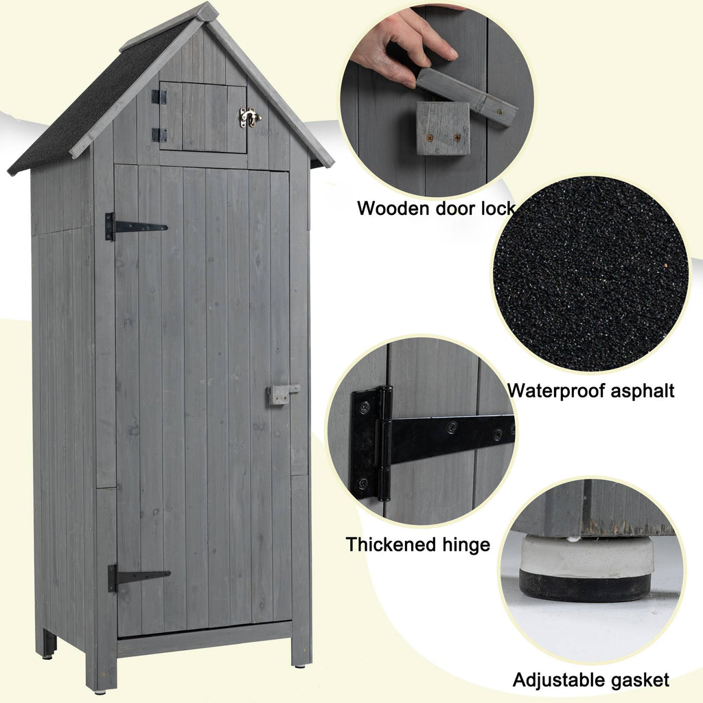 Wooden Outdoor Storage Cabinet & Tool Shed