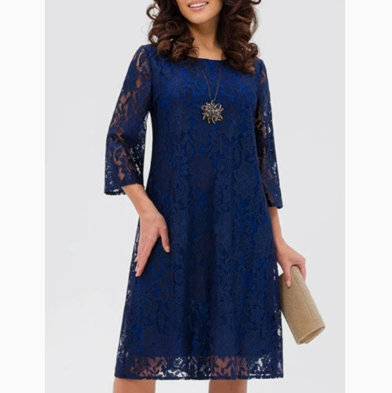 Womens Lace Hollow Out Round Neck Three