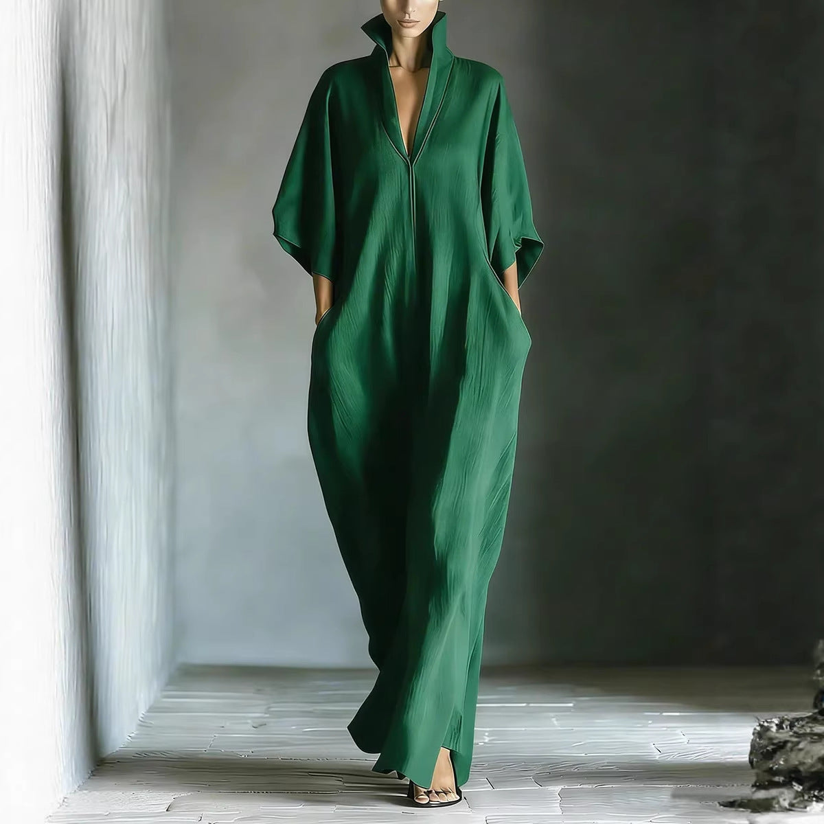 Womens Fashion V Neck Casual Loose Dress