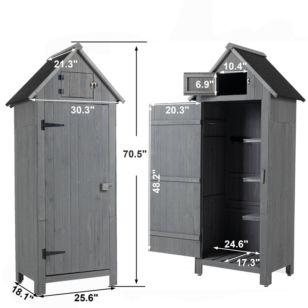Wooden Outdoor Storage Cabinet & Tool Shed