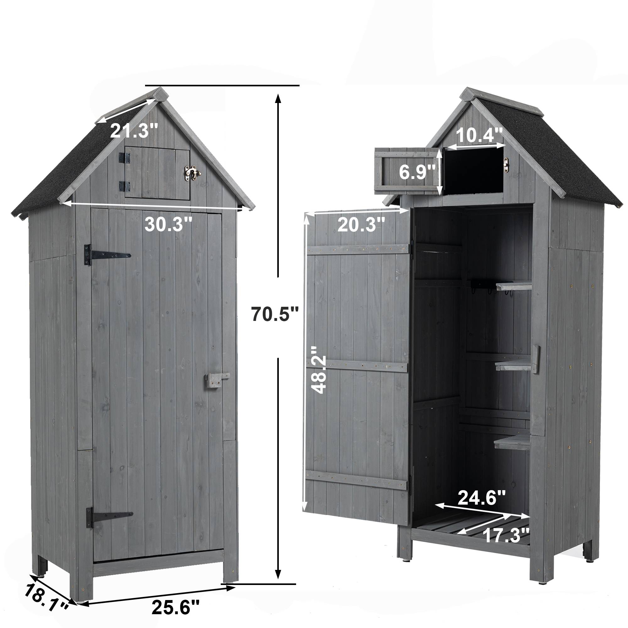Wooden Outdoor Storage Cabinet & Tool Shed