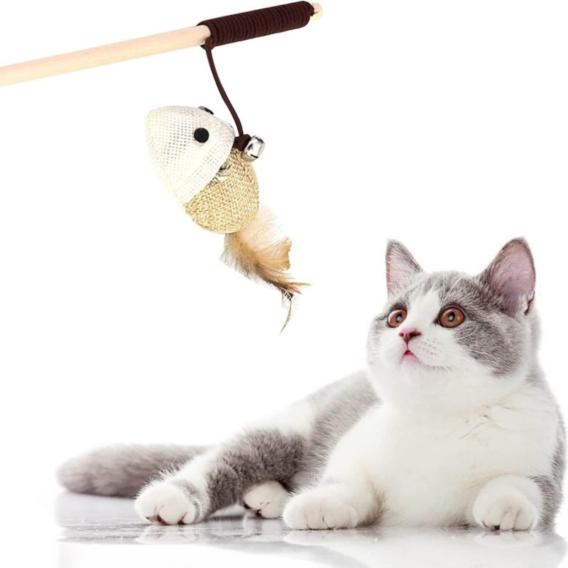 Colourful Feather Teaser Rod Cat Toy