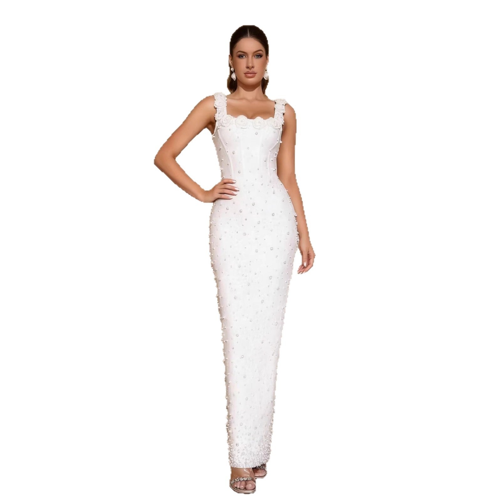 Floral Beaded Elegant Womens Bandage Dress