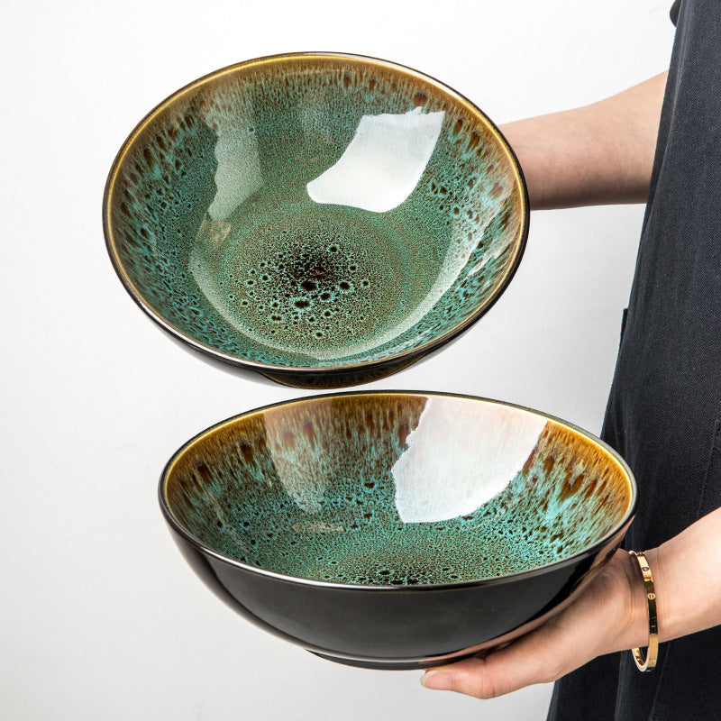 Vintage Green Ceramic Household Bowl
