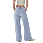 Women's Retro Washed Denim Wide Leg Jeans
