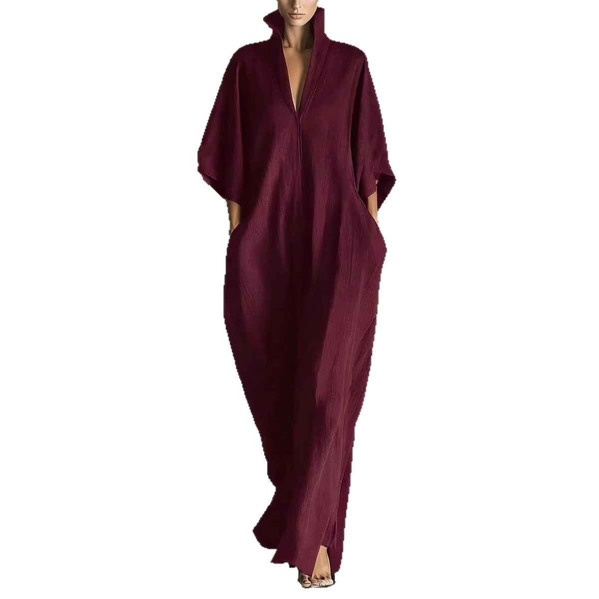 Womens Fashion V Neck Casual Loose Dress
