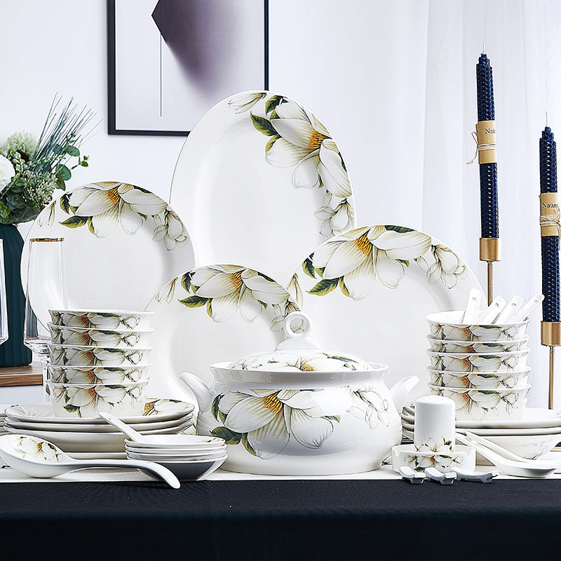 Bone China Ceramic Bowls & Saucers Set
