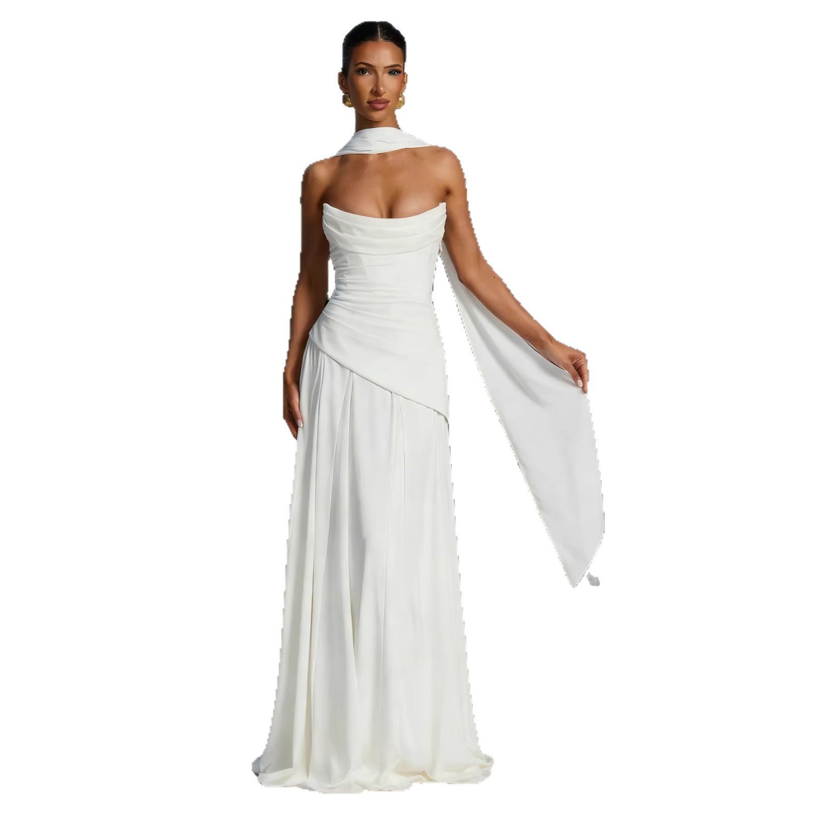 Womens Irregular Strapless Bandage Dress