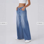Women's Retro Washed Denim Wide Leg Jeans