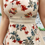 Plus Size Womens Floral Print Lace Summer