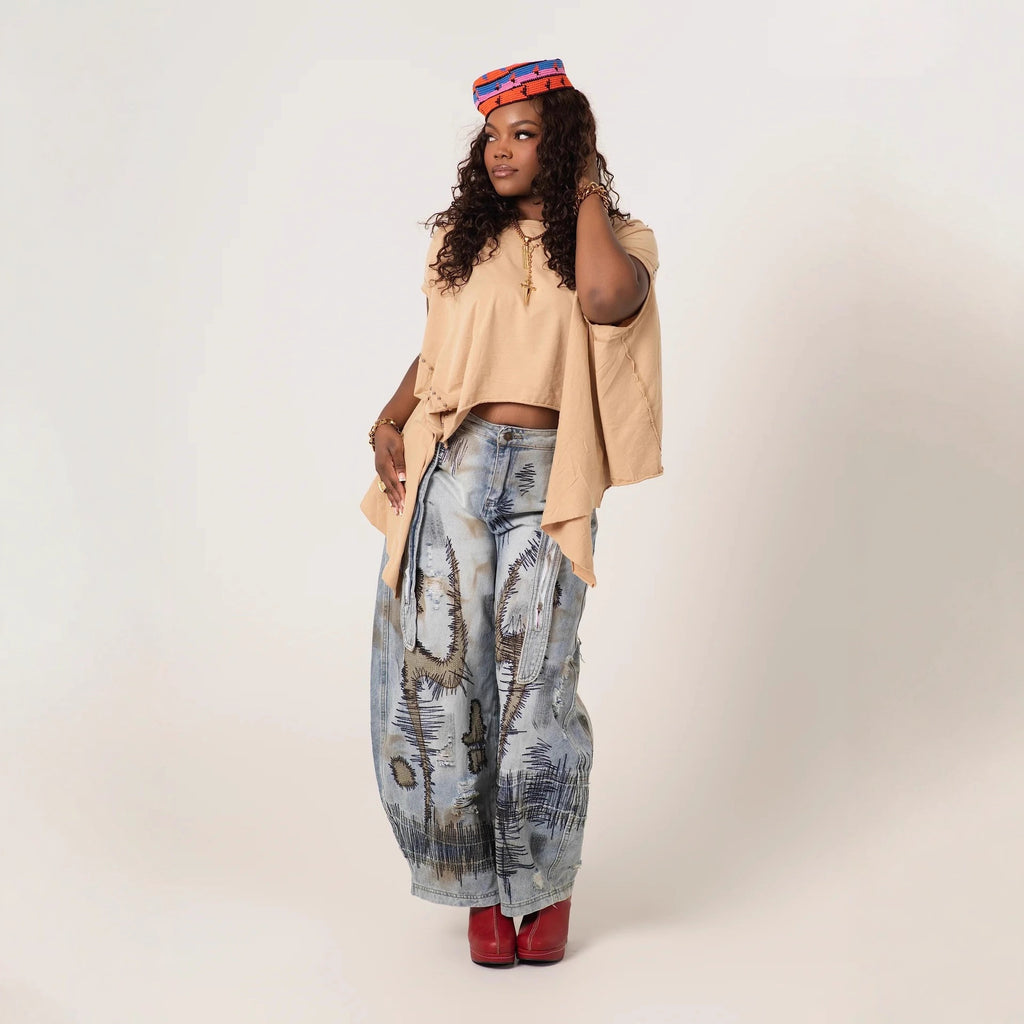 Women's Wide Leg Boot Cut Stone Washed Jeans